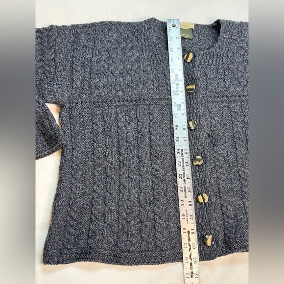 Celtic Clothing 100% Merino Wool Cable Knit Cardigan Made in Ireland Womens M - Picture 6 of 11